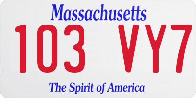 MA license plate 103VY7