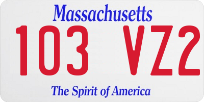 MA license plate 103VZ2