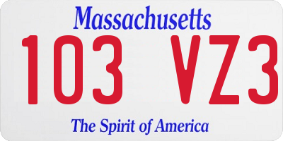 MA license plate 103VZ3