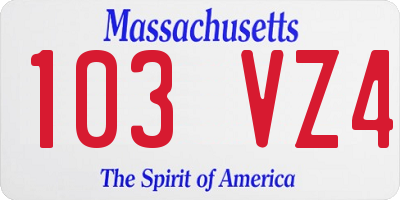 MA license plate 103VZ4