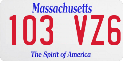MA license plate 103VZ6