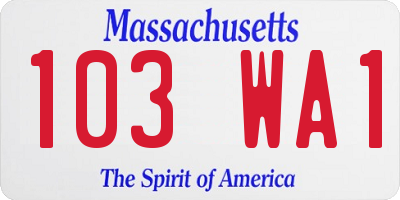 MA license plate 103WA1