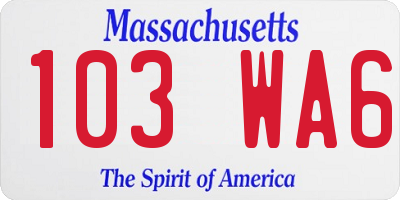 MA license plate 103WA6