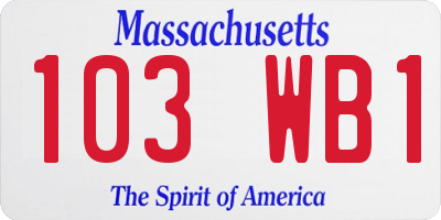 MA license plate 103WB1