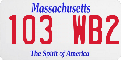 MA license plate 103WB2