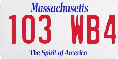 MA license plate 103WB4