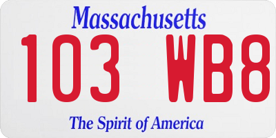 MA license plate 103WB8
