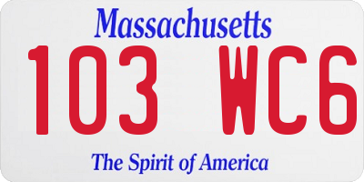 MA license plate 103WC6