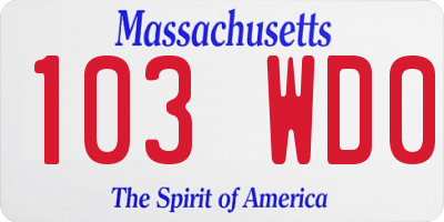 MA license plate 103WD0