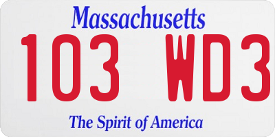 MA license plate 103WD3