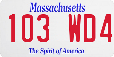 MA license plate 103WD4