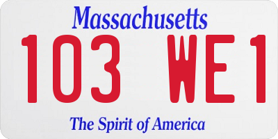 MA license plate 103WE1
