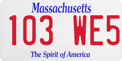 MA license plate 103WE5