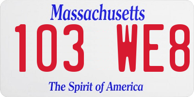 MA license plate 103WE8
