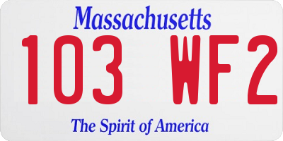 MA license plate 103WF2