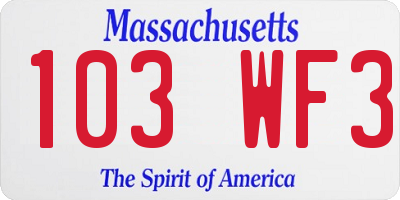MA license plate 103WF3