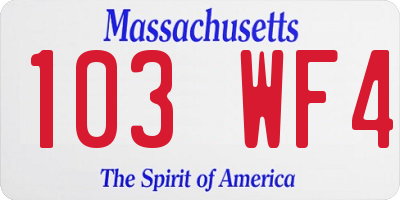 MA license plate 103WF4