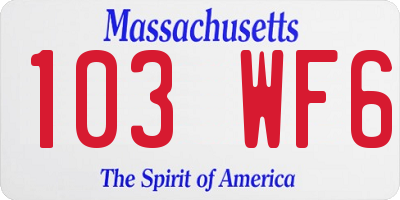 MA license plate 103WF6