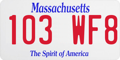 MA license plate 103WF8