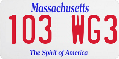 MA license plate 103WG3