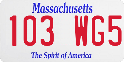 MA license plate 103WG5