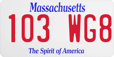 MA license plate 103WG8