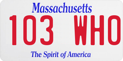 MA license plate 103WH0