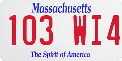 MA license plate 103WI4