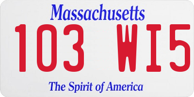 MA license plate 103WI5