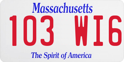 MA license plate 103WI6