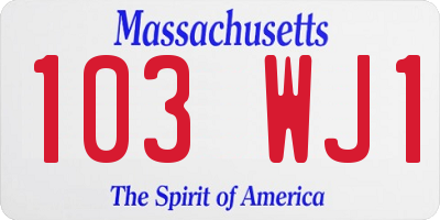 MA license plate 103WJ1