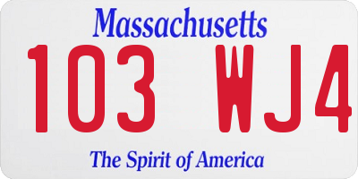MA license plate 103WJ4