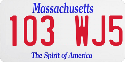 MA license plate 103WJ5