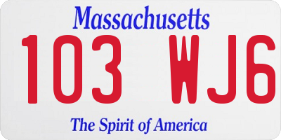 MA license plate 103WJ6