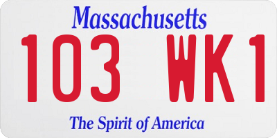 MA license plate 103WK1