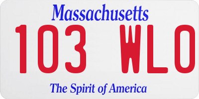 MA license plate 103WL0