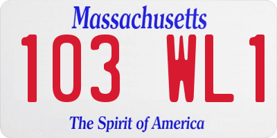 MA license plate 103WL1