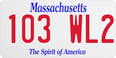 MA license plate 103WL2