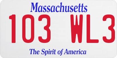 MA license plate 103WL3