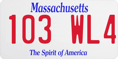 MA license plate 103WL4