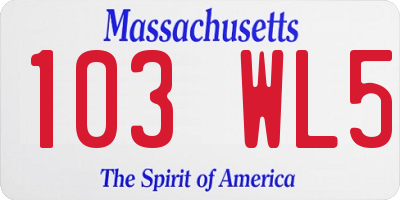 MA license plate 103WL5