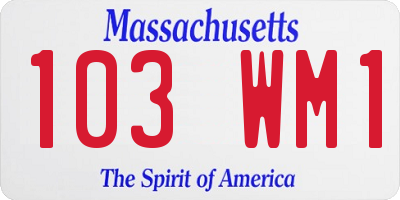 MA license plate 103WM1