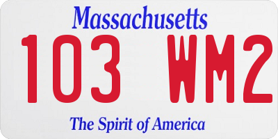 MA license plate 103WM2