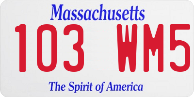 MA license plate 103WM5