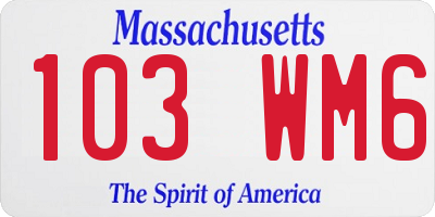 MA license plate 103WM6