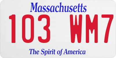 MA license plate 103WM7