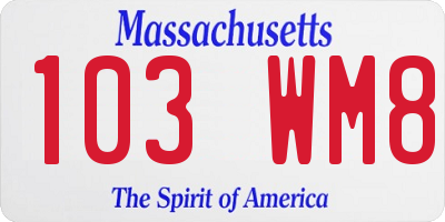 MA license plate 103WM8