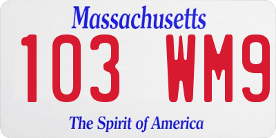 MA license plate 103WM9