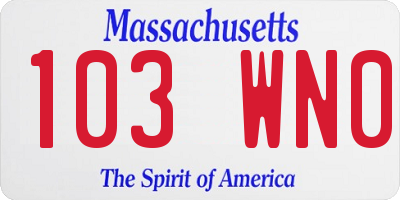 MA license plate 103WN0