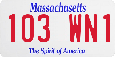 MA license plate 103WN1